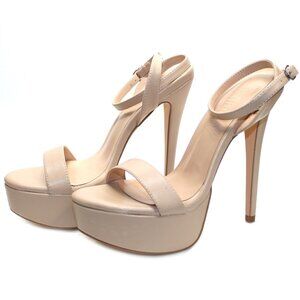 MERUMOTE Womens Platform 6" Heels Sky High Heel Sandals Party Bridal Nude Size 8